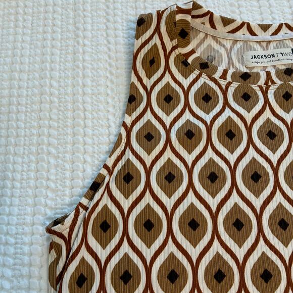 NWOT Jackson Rowe Set Jasmine Wide Leg Pant and Top Evil Eye Tan Resort Festival - Picture 7 of 16